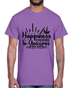 happiness is believing in unicorns 157#- unicorn- Cotton Tee