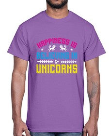 happiness is believing in unicorns 161#- unicorn- Cotton Tee