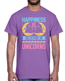 happiness is believing in unicorns 164#- unicorn- Cotton Tee