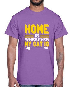home is wherever my cat is Style 50#- cats- Cotton Tee