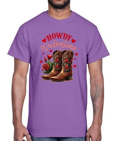 howdy valentine cowgirl boots 538#- western- Cotton Tee