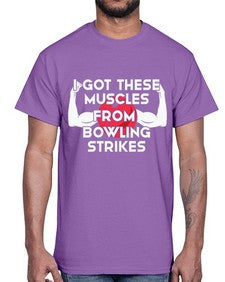 i got these muscles from 591#- bowling- Cotton Tee
