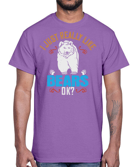 i just really like bears ok 137#- bears - animals- Cotton Tee
