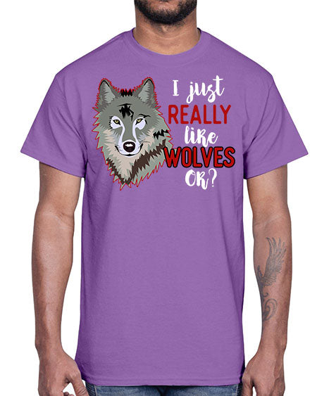 i just really like wolves- wolf- Cotton Tee