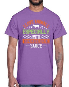 i love animals especially with barbeque sauce 1133#- vegan- Cotton Tee