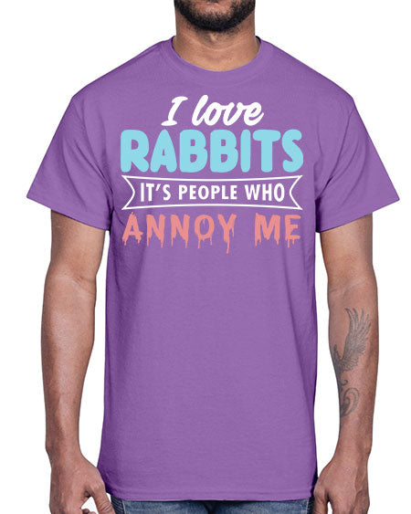 i love rabbits its people who annoy me- rabbit- Cotton Tee