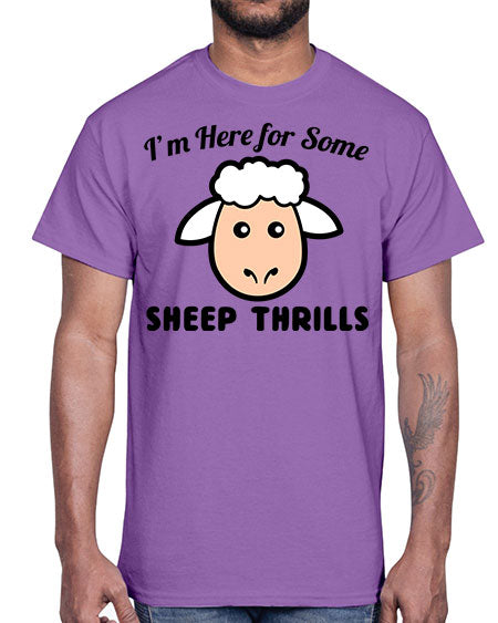im here for some sheep thrills- sheep- Cotton Tee