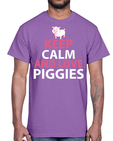 keep calm and love piggies Style 47#- pig- Cotton Tee