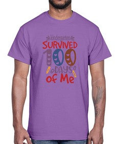 kindergarten grade survived one hundred days of me 423#- one hundred days- Cotton Tee