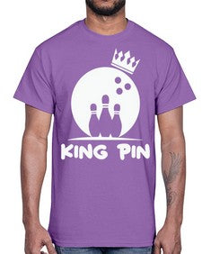 king pin bowling couples 712#- bowling- Cotton Tee