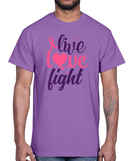 live love fight Style 8#- breast cancer- Cotton Tee