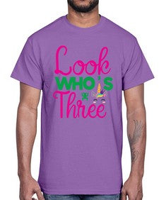 look whos three 266#- unicorn- Cotton Tee
