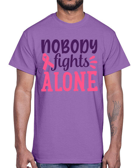 nobody fights alone Style 6#- breast cancer- Cotton Tee