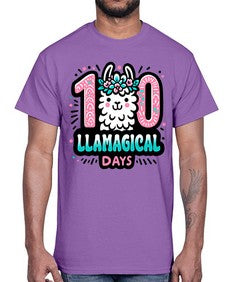 one hundred Llamagical Days 592#- one hundred days- Cotton Tee