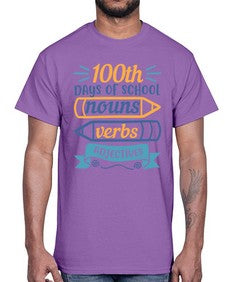one hundred days of school nound verbs adjevtives 574#- one hundred days- Cotton Tee