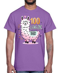 one hundredth Day of School Llama 599#- one hundred days- Cotton Tee