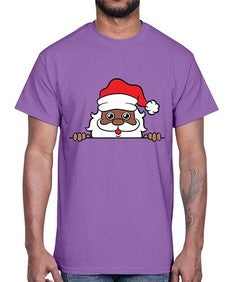 peekaboo black santa 19#- black boys or men- Cotton Tee