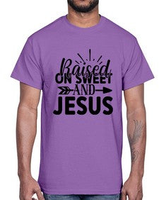 raised on sweet and jesus 1491#- tea- Cotton Tee