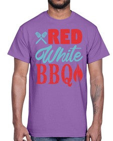 red white bbq 374#- bbq- Cotton Tee