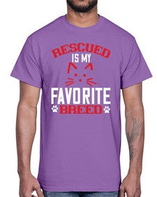 rescued is my favorite breed Style 114#- cats- Cotton Tee