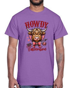 retro vintage howdy valentine bow 1016#- western- Cotton Tee