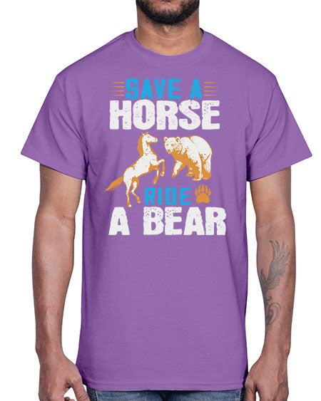 save a horse ride a bear 245#- bears - animals- Cotton Tee