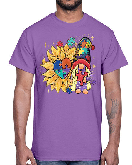 sunflower gnome autism- autism- Cotton Tee