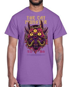 the cat monster gdkkj 1148#- art pop art- Cotton Tee