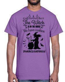 the witch is in the house sign 20#- witch- Cotton Tee