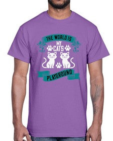 the world is my cats playground Style 119#- cats- Cotton Tee