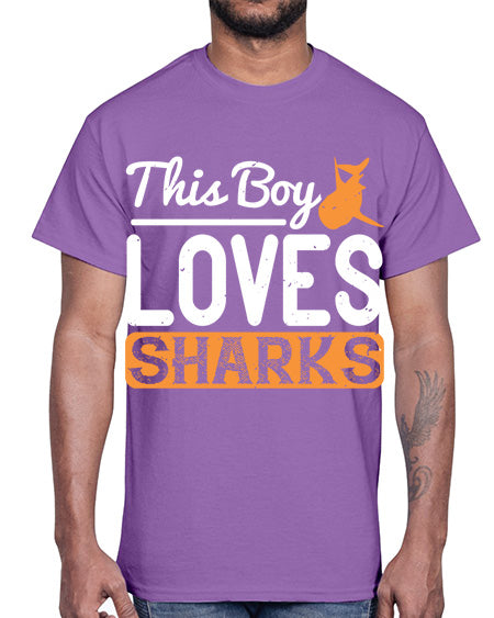 this boy loves sharks Style 14#- shark-fish- Cotton Tee