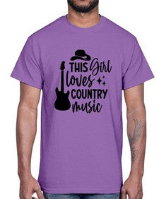 this girl loves country music 1163#- western- Cotton Tee