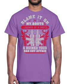 veteran showed up in boots 1198#- western- Cotton Tee