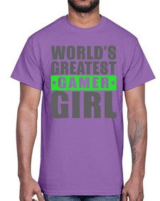 worlds greatest gamer girl 166#- video games- Cotton Tee