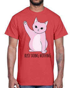 Busy Doing Nothing- cats- Cotton Tee