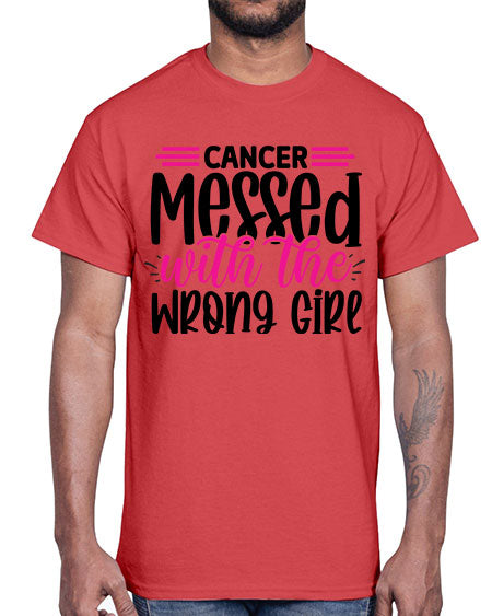 Cancer Messed with the Wrong Girl 29#- breast cancer- Cotton Tee