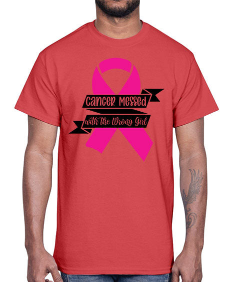Cancer Messed with the Wrong Girl 30#- breast cancer- Cotton Tee