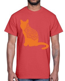CatMandala 324#- mandala- Cotton Tee