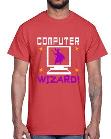 Computer wizard 52#- computer- Cotton Tee
