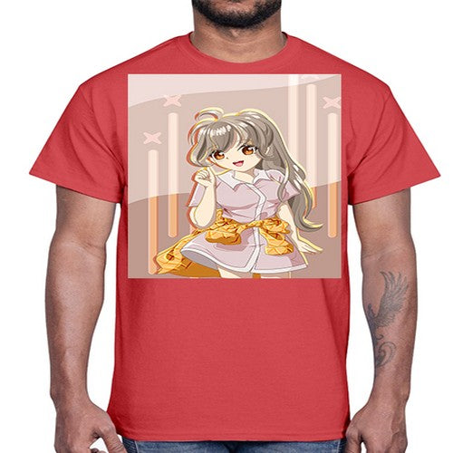 Cute and happy girl with picnic outfit 10#- anime- Cotton Tee