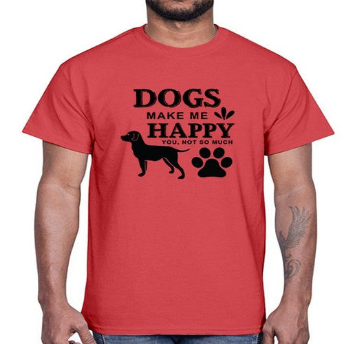 Dogs Make Me Happy Style 44#- dogs- Cotton Tee