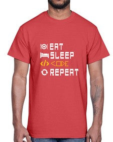Eat sleep code repeat 49#- computer- Cotton Tee