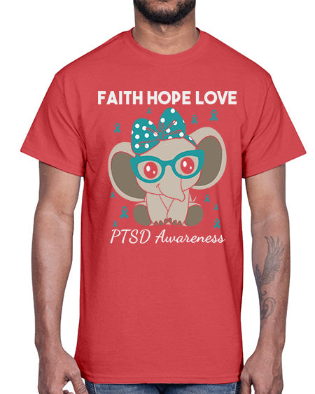 Elephant I Have PTSD Awareness 25#- PTSD- Cotton Tee