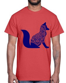 FoxMandalaUpdated 463#- mandala- Cotton Tee