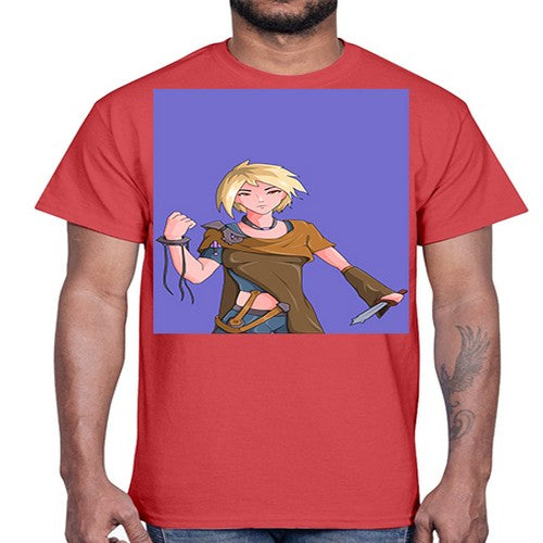 Girl hold knife 12#- anime- Cotton Tee