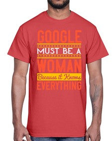 Google must be a woman because it knows everything 76#- internet- Cotton Tee