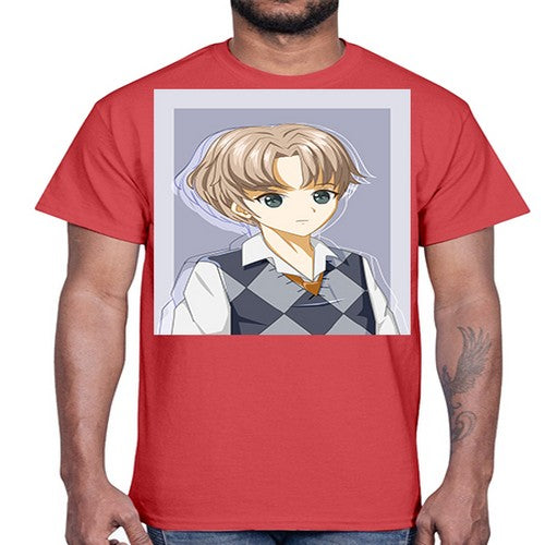 Handsome and cool boy with uniform 34#- anime- Cotton Tee