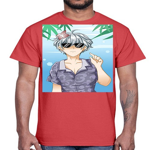 Handsome boy with sunglasses on the beach in summer holiday 44#- anime- Cotton Tee
