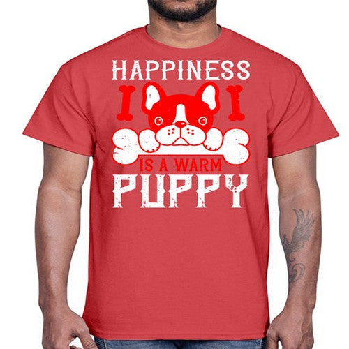 Happiness is a warm puppy Style 203#- dogs- Cotton Tee