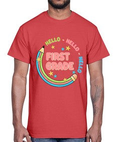 Hello first Grade Pencil 278#- first grade- Cotton Tee